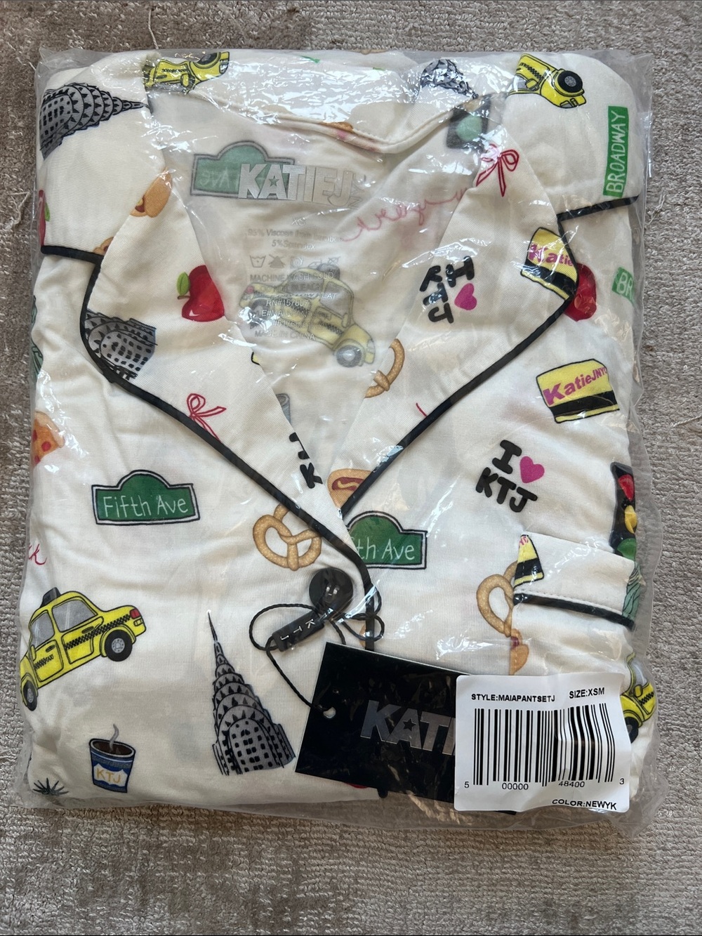 Katie J NYC Pajamas Juniors Xsmall New York City Icons NWT
